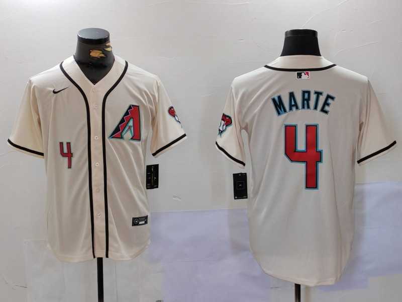 Men%27s Arizona Diamondback #4 Ketel Marte Number Cream Cool Base Limited Stitched Jersey->arizona diamondbacks->MLB Jersey